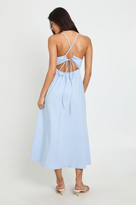 Bengaline Elasticated Waist Detail Cross Back Midaxi Dress - Image 2