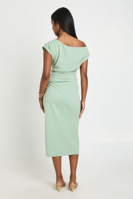 Crepe Asym Neck Drape Midi Dress - Image 2