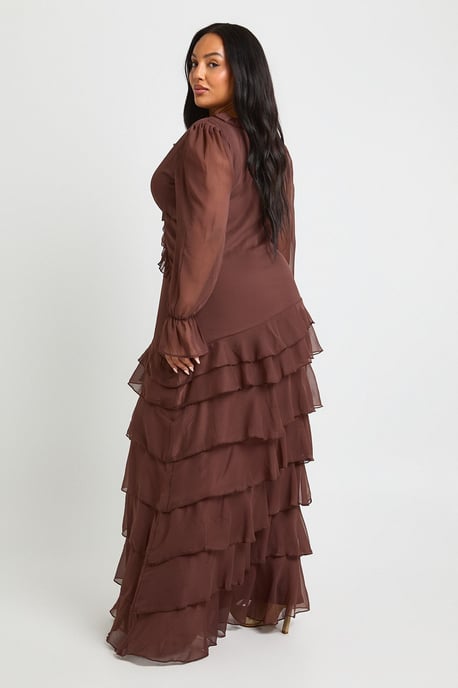 Plus Chiffon Ruched Waist Skater Dress - Image 2