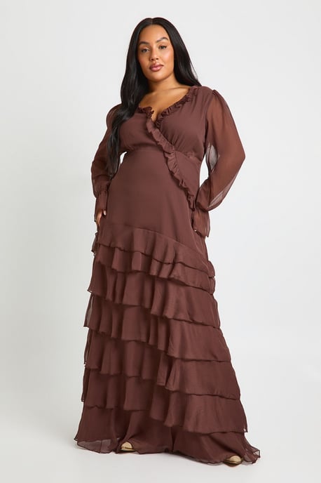 Plus Chiffon Ruched Waist Skater Dress - Image 3