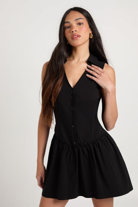 Bengaline Button Up Frill Hem Shirt Dress - Image 3