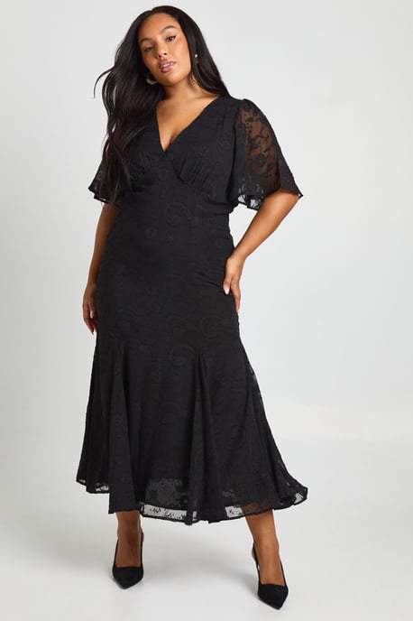 Plus Burnout Angel Sleeve Midaxi Dress - Image 1