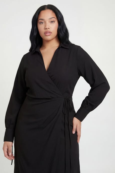 Plus Woven Wrap Tie Midaxi Dress - Image 3