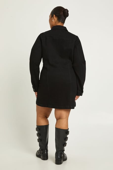Plus Denim Zip Up Shift Dress - Image 2