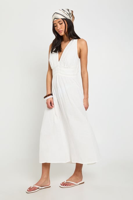 Textured Lace Trim Midaxi Dress - Image 2