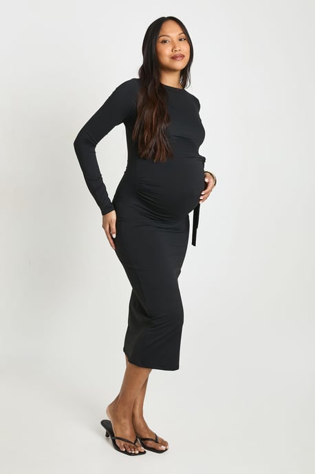 Maternity Tie Side Wrap Midaxi Dress - Image 1