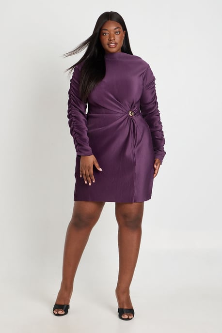 Plus Gold Trim Plisse Skater Dress - Image 3