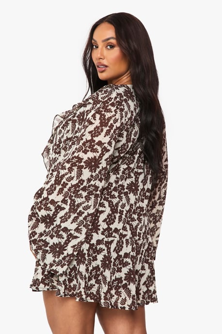 Plus Floral Ruffle Tie Front Shift Dress - Image 2