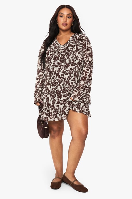 Plus Floral Ruffle Tie Front Shift Dress - Image 3