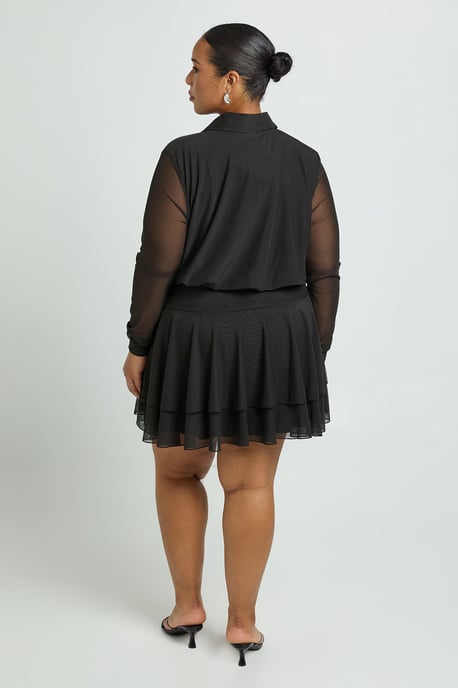 Plus Collared Drop Hem Skater Dress - Image 2