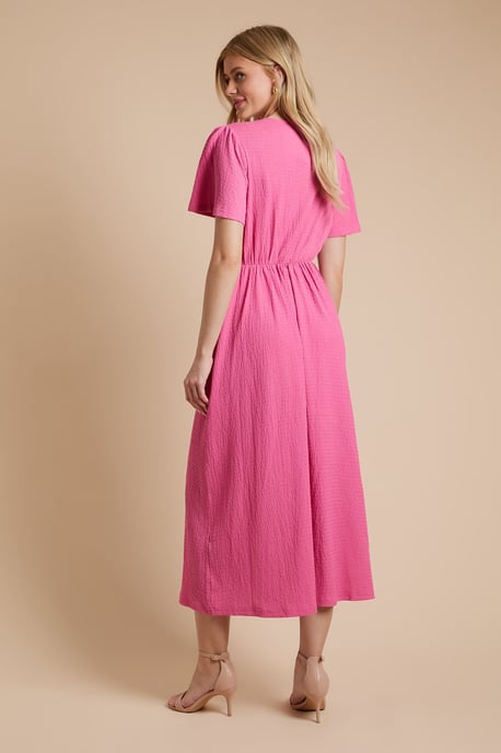 Crinkle jersey Flutter Sleeve Button Front Midi Dress - Image 3