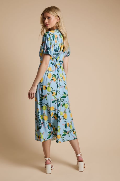 Lemon Empire Seam Puff Sleeve Midi Dress - Image 3