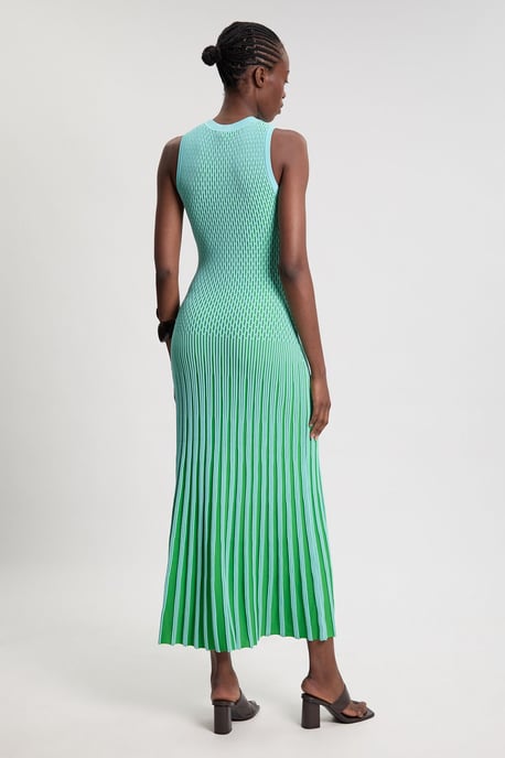 Knit Stripe Stitch Detail Sleeveless Midi Dress - Image 3