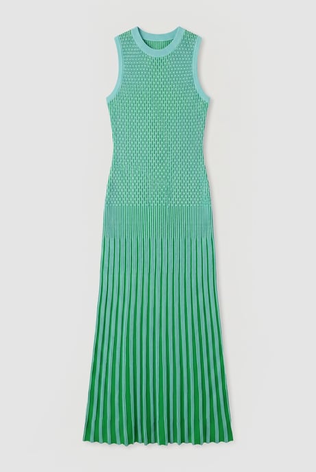 Knit Stripe Stitch Detail Sleeveless Midi Dress - Image 4