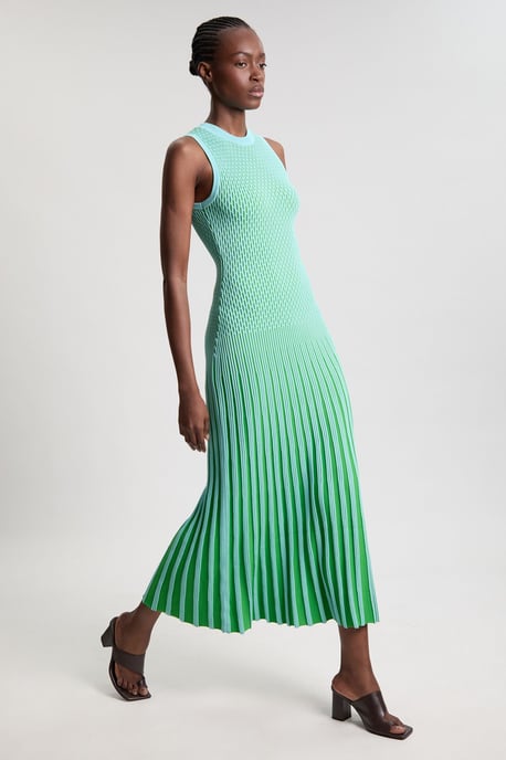 Knit Stripe Stitch Detail Sleeveless Midi Dress - Image 5