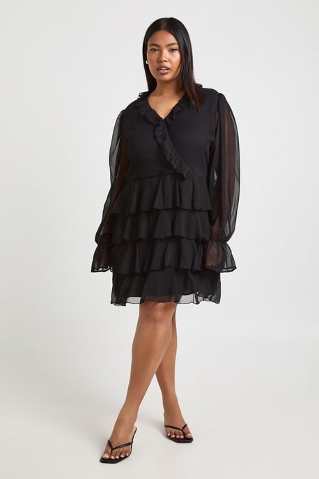 Plus Ruffle Wrap Skater Dress - Image 3
