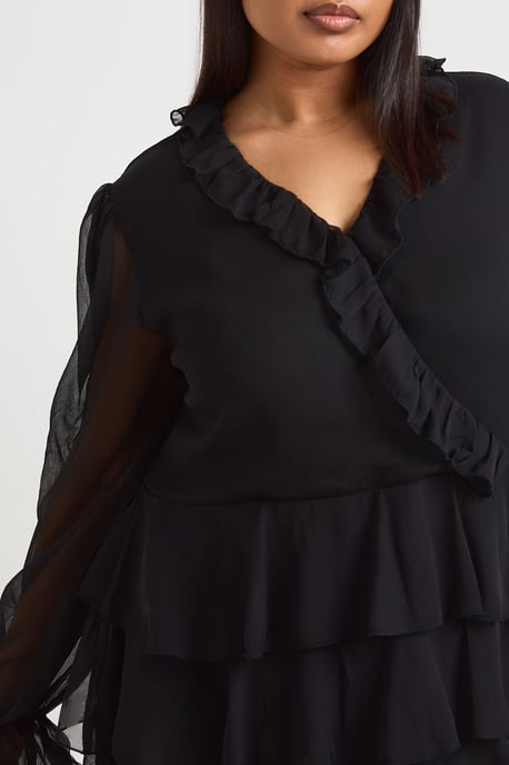 Plus Ruffle Wrap Skater Dress - Image 4