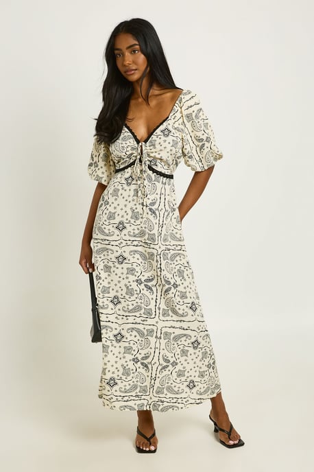 Lace Trim Paisley Print Midaxi Dress - Image 3