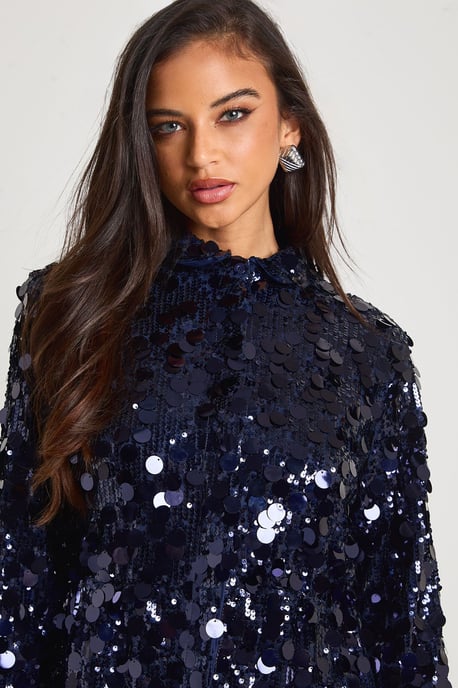 Disc Sequin Shirt Dress - Image 4