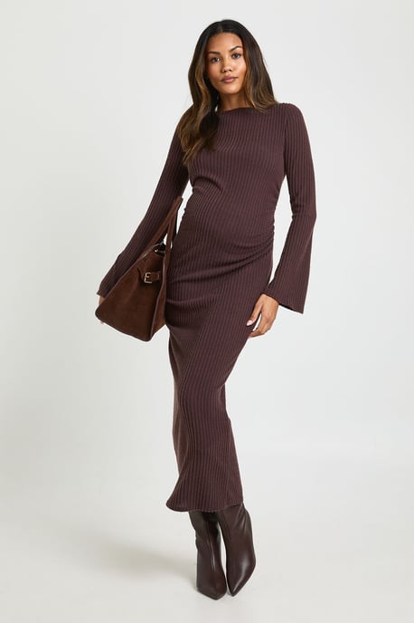 Maternity Slash Neck Midaxi Dress - Image 1