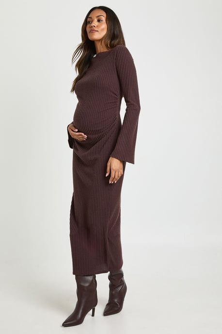 Maternity Slash Neck Midaxi Dress - Image 3