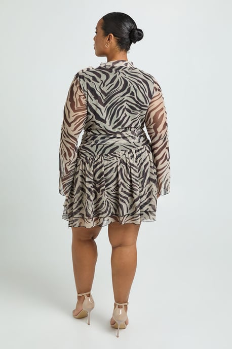 Plus Zebra High Neck Drop Skirt Skater - Image 2