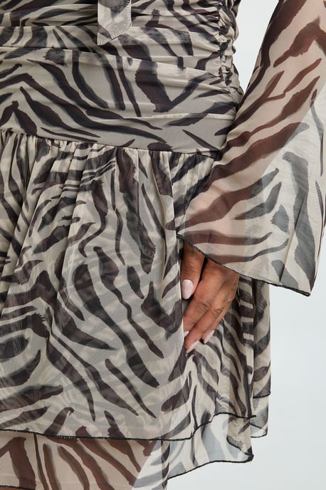 Plus Zebra High Neck Drop Skirt Skater - Image 4