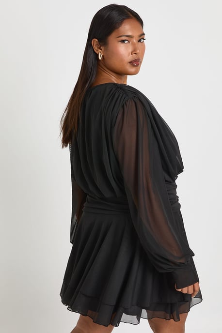 Plus Tie Front Drop Hem Skater Dress - Image 2