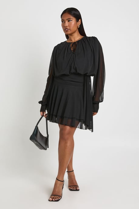 Plus Tie Front Drop Hem Skater Dress - Image 3