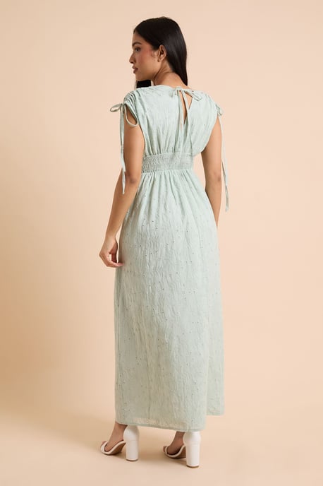 Petite Drawstring Shirred Bodice Midi Dress - Image 3
