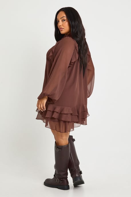 Plus Chiffon Ruffle Smock Dress - Image 2