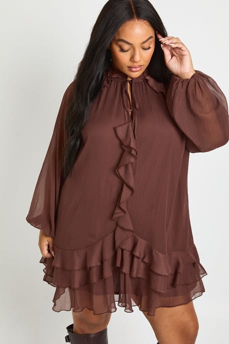 Plus Chiffon Ruffle Smock Dress - Image 4