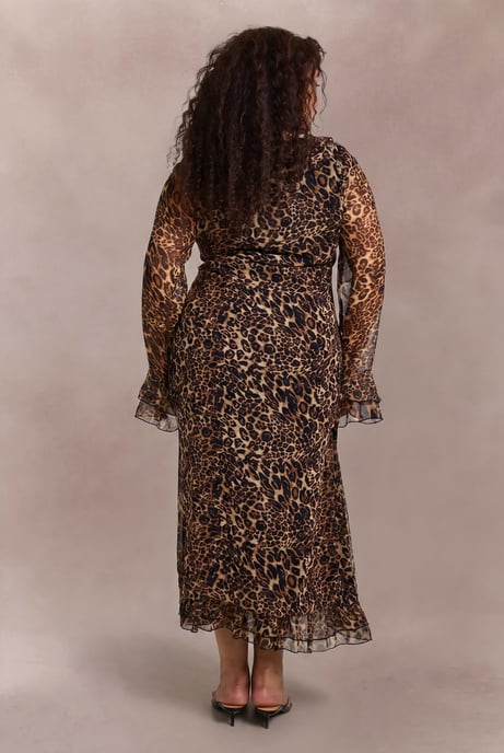 Plus Chiffon Leopard Ruffle Midaxi Dress - Image 2