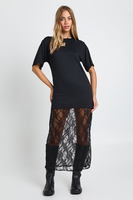 Petite Lace Detail Midaxi T-Shirt Dress - Image 3
