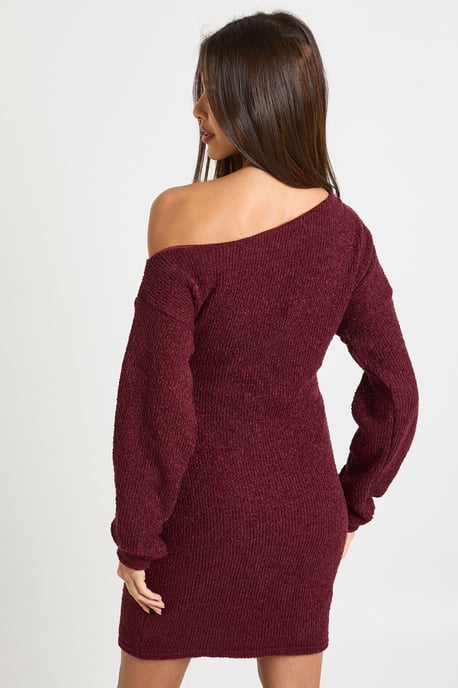 Textured Asymmetric Slouchy Mini Dress - Image 2