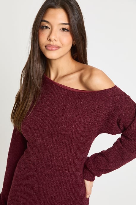 Textured Asymmetric Slouchy Mini Dress - Image 4