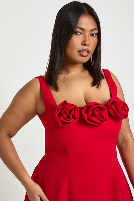 Plus 3D Corsage Tailored Strappy Mini Dress - Image 4