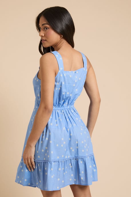 Petite Spot Lace Trim Tiered Printed Mini Dress - Image 3