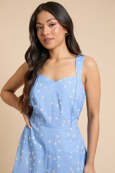 Petite Spot Lace Trim Tiered Printed Mini Dress - Image 4