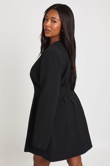 Plus High Neck Lace Satin Structured Mini Dress - Image 2