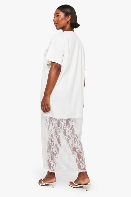 Plus Lace Detail Midaxi T-Shirt Dress - Image 2