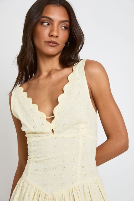 Tall Broderie Scalloped Neck Corset Mini Dress - Image 4