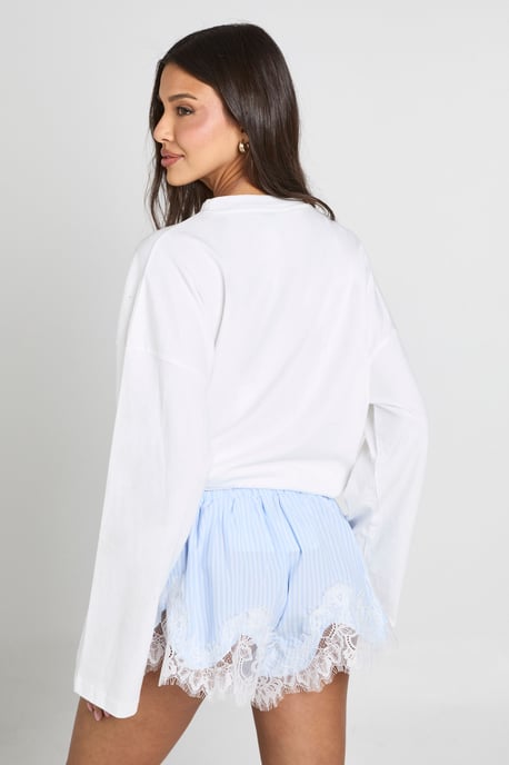 Lace Trim Stripe Flippy Shorts - Image 2