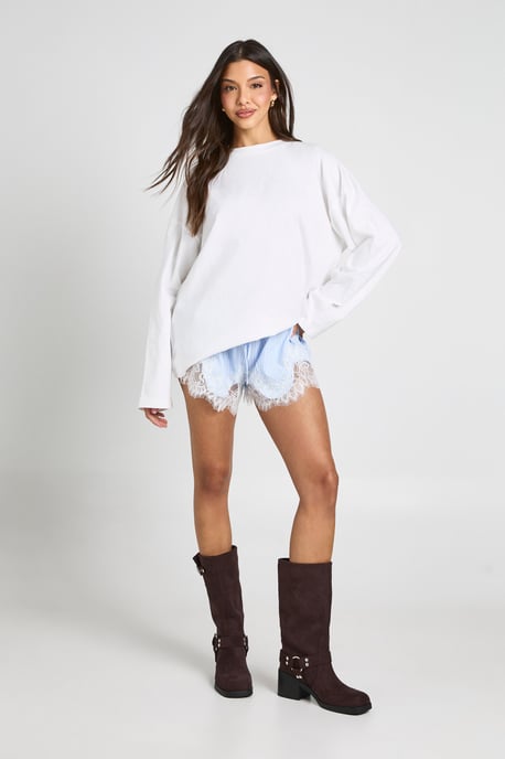 Lace Trim Stripe Flippy Shorts - Image 3