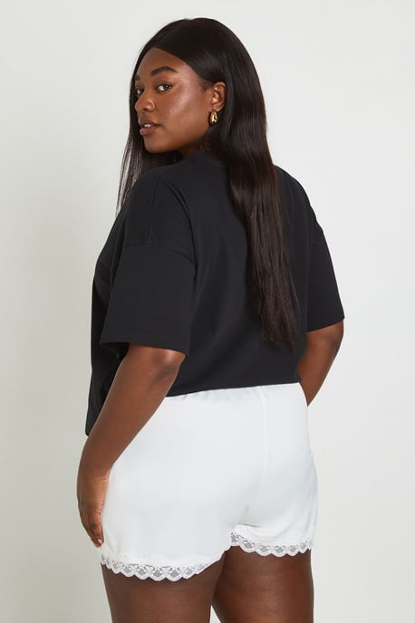 Plus Lace Trim Satin Shorts - Image 3