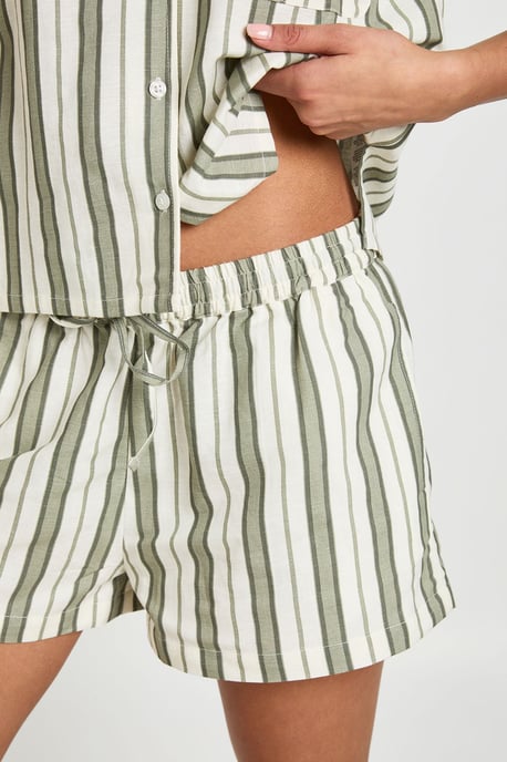 Petite Premium Linen Stripe Shorts - Image 4