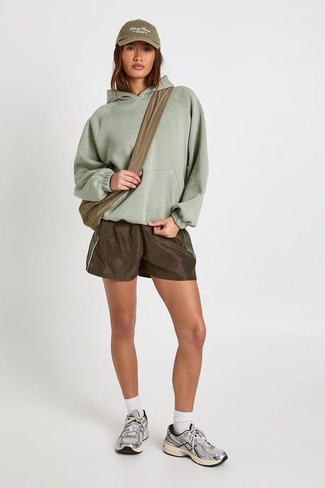 Nylon High Waist Contrast Panel Track Shorts - Image 3