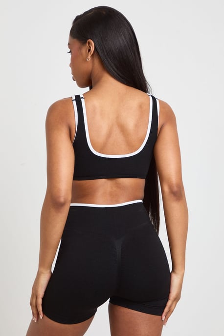 Contour Ribbed Seamless Contrast Bum Scrunch Wrap Active Shorts - Image 2