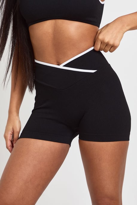 Contour Ribbed Seamless Contrast Bum Scrunch Wrap Active Shorts - Image 4