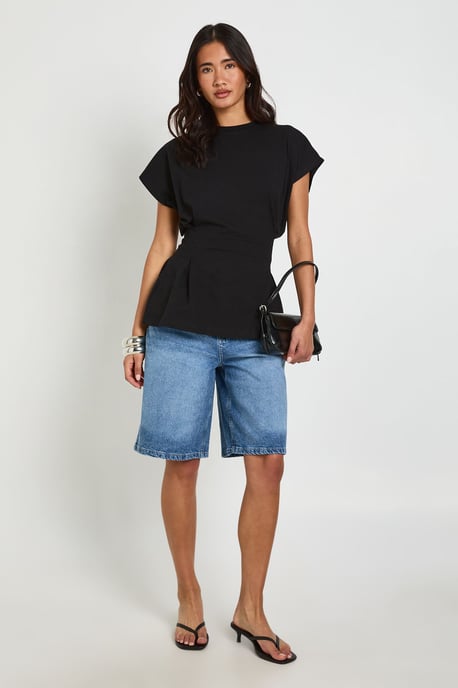 Pleat Waist Peplum T -Shirt - Image 3